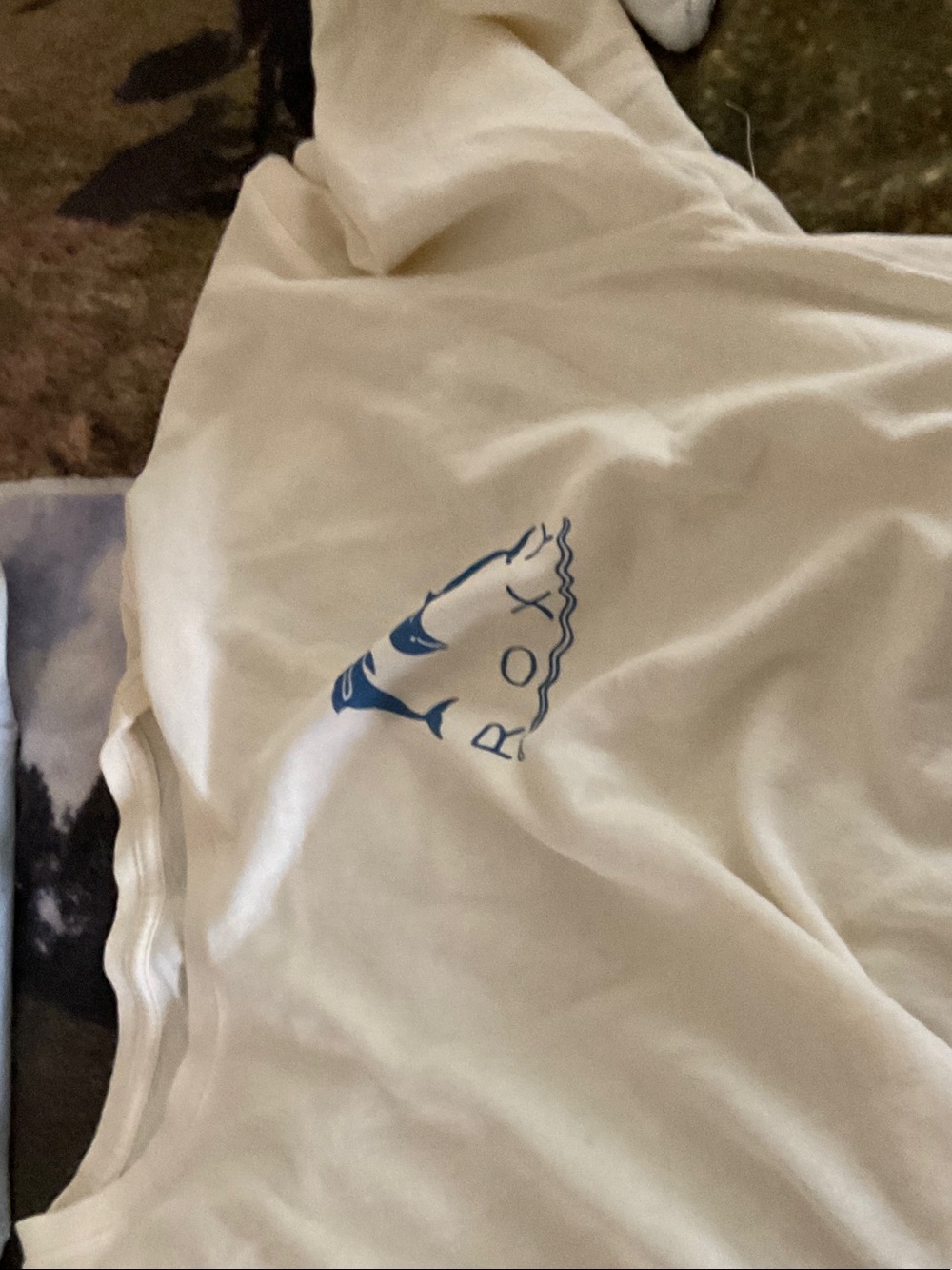 Roxy White Short Sleeve Tee with Blue Graphic
